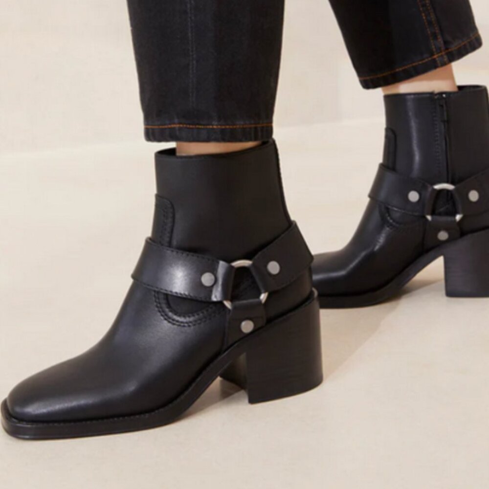 LOEFFLER RANDALL RIVER ENGINEER ANKLE BOOT BLACK WOMENS 11 B (M)